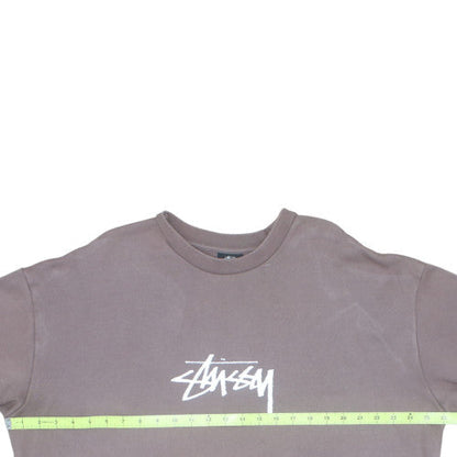 Stussy Mens Brown Logo Crew Neck Fleece Sweatshirt Small