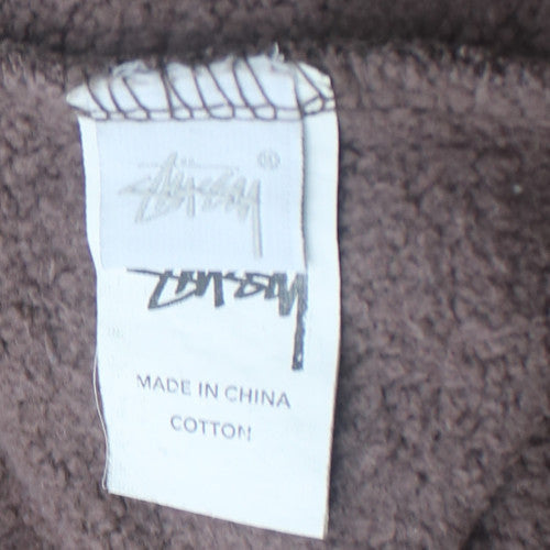 Stussy Mens Brown Logo Crew Neck Fleece Sweatshirt Small
