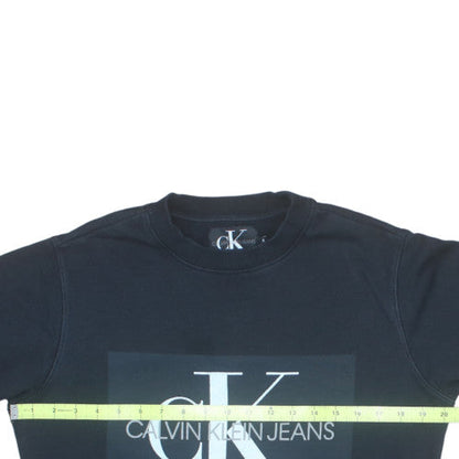 Calvin Klein Jeans Men's Black Small Pullover Sweatshirt Logo Crew Neck