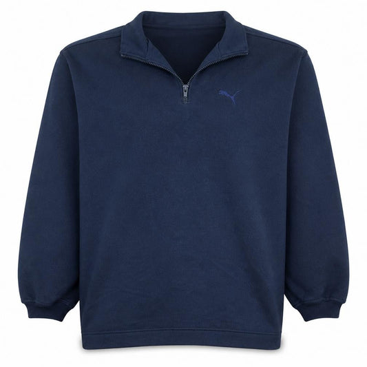 Front view of Puma Teens Blue 1/4 Zip Fleece Pullover Sweatshirt, size 16