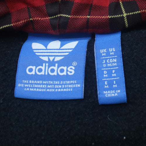 Adidas Mens Blue Full Zip Hoodie Size M Plaid Hooded Sweatshirt