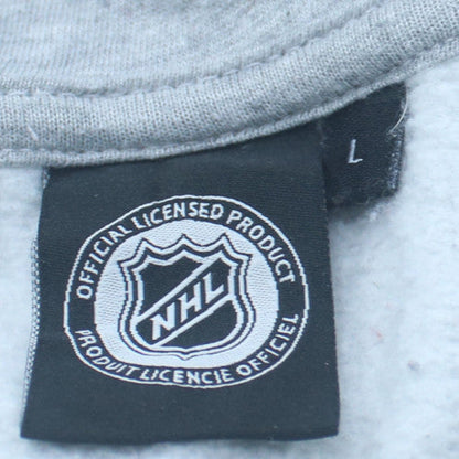 NHL Men's Grey Pullover Hoodie Size L Sports Fleece Sweatshirt