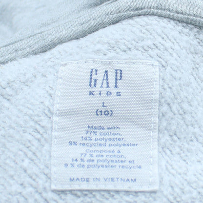 GAP Teens Grey Full Zip Hoodie L Logo Fleece Sweatshirt