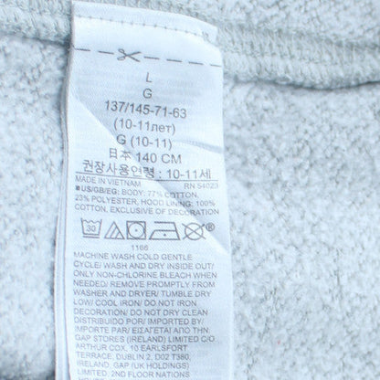 GAP Teens Grey Full Zip Hoodie L Logo Fleece Sweatshirt
