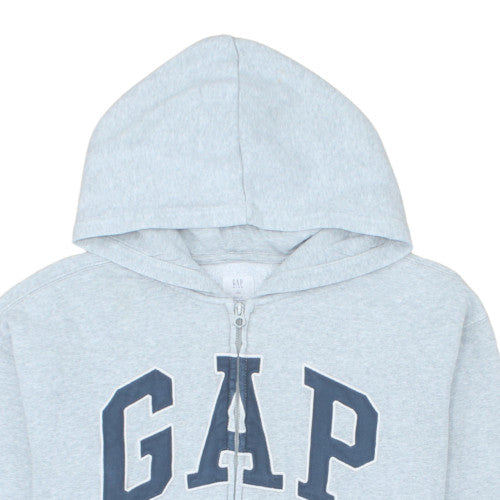GAP Teens Grey Full Zip Hoodie L Logo Fleece Sweatshirt