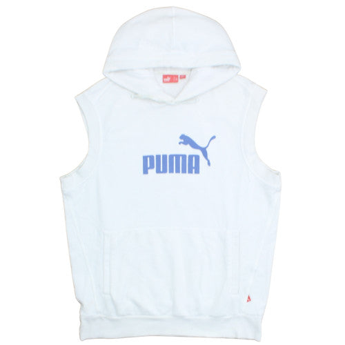 Puma Men’s White Sleeveless Hoodie Vest M Sports Gym Cotton Blend