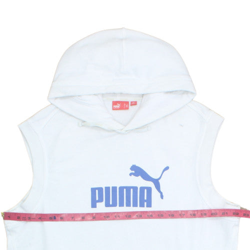 Puma Men’s White Sleeveless Hoodie Vest M Sports Gym Cotton Blend