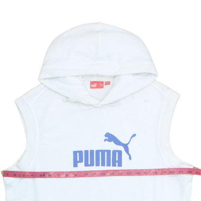 Puma Men’s White Sleeveless Hoodie Vest M Sports Gym Cotton Blend