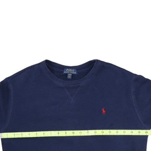 Ralph Lauren Teens Blue Pullover Sweatshirt L Logo Crew Neck