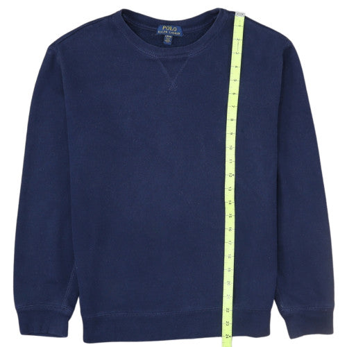 Ralph Lauren Teens Blue Pullover Sweatshirt L Logo Crew Neck
