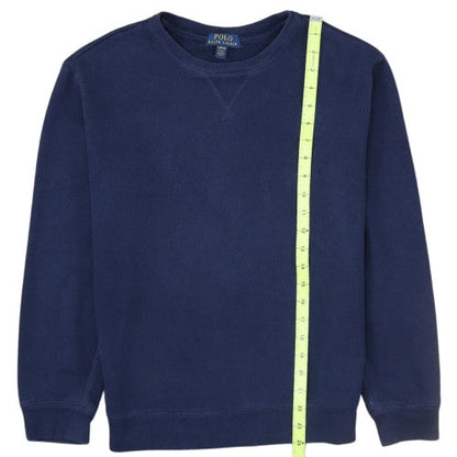 Ralph Lauren Teens Blue Pullover Sweatshirt L Logo Crew Neck
