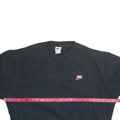 Nike Men's Black Crew Neck Sweatshirt M Cotton Blend Logo Pullover
