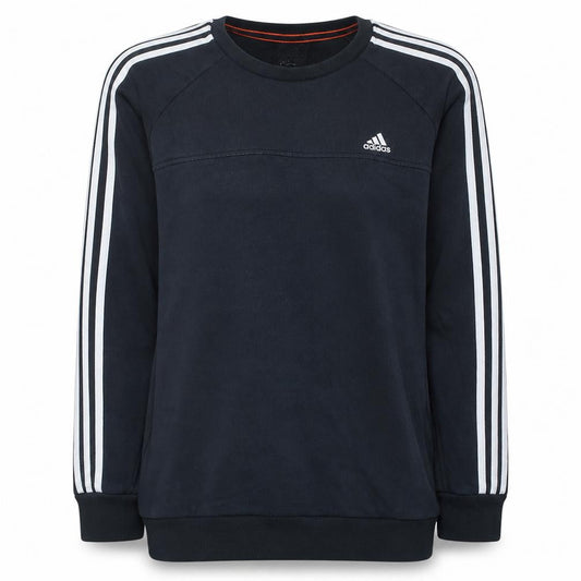Front view of Adidas Men's Black Long Sleeve Crew Neck Pullover Sweatshirt L