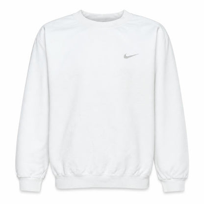 Nike Men's White Embroidered Logo Crew Neck Fleece Sweatshirt M