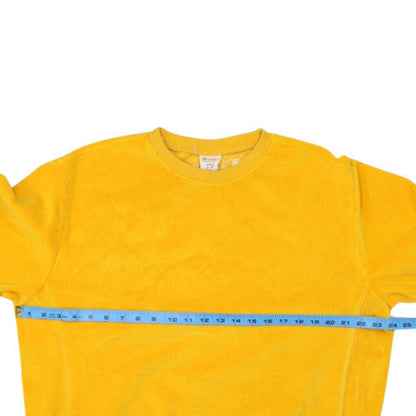 Champion Men Yellow Small Crew Neck Sweatshirt Cotton Blend