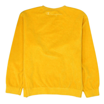 Champion Men Yellow Small Crew Neck Sweatshirt Cotton Blend
