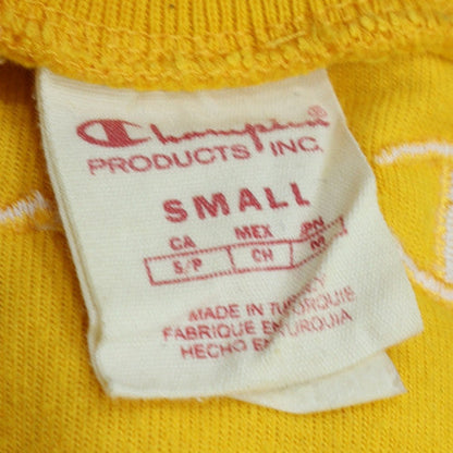 Champion Men Yellow Small Crew Neck Sweatshirt Cotton Blend