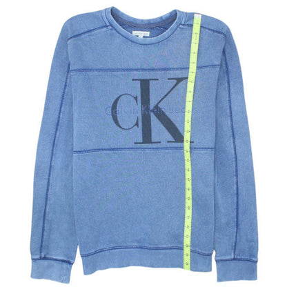 Calvin Klein Jeans Men's Blue Small Logo Crew Neck Sweatshirt