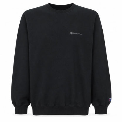 Champion Men Black Crew Neck Pullover Sweatshirt L Regular Fit