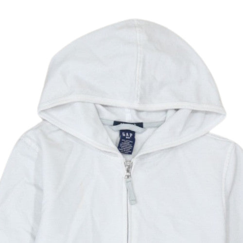 GAP Men's White Full Zip Hoodie S Regular Cotton Stretch