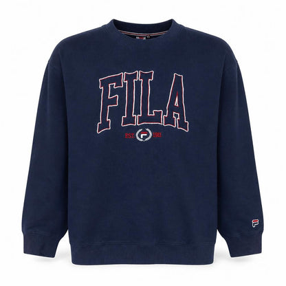 Fila Mens Blue Large Pullover Fleece Sweatshirt Logo Crew Neck