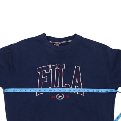FILA Mens Blue Large Pullover Fleece Sweatshirt Logo Crew Neck