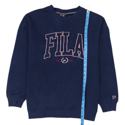 FILA Mens Blue Large Pullover Fleece Sweatshirt Logo Crew Neck