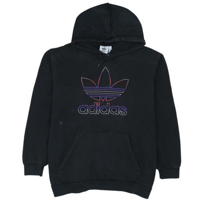 adidas Men’s Black XL Pullover Hoodie Embroidered Trefoil Fleece