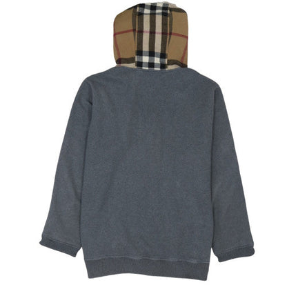Burberry Men's Grey Full Zip Hoodie Cotton Lined Hood Size M