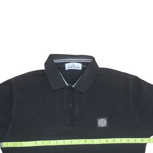 Stone Island Men’s Black Regular Fit Cotton Polo Shirt M