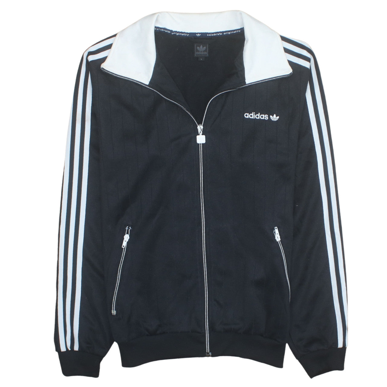 Adidas Men's Black Full Zip Collared Sweatshirt L Sports Style