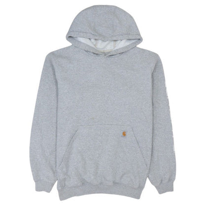 Carhartt Mens Grey Pullover Hoodie M Regular Fleece Logo Sweatshirt