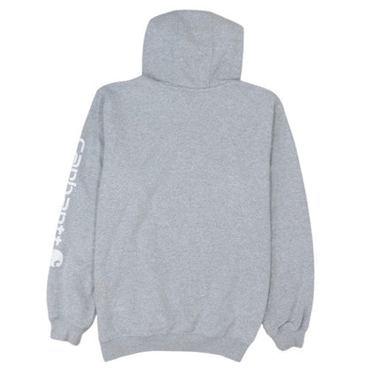 Carhartt Mens Grey Pullover Hoodie M Regular Fleece Logo Sweatshirt