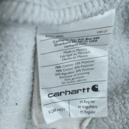 Carhartt Mens Grey Pullover Hoodie M Regular Fleece Logo Sweatshirt
