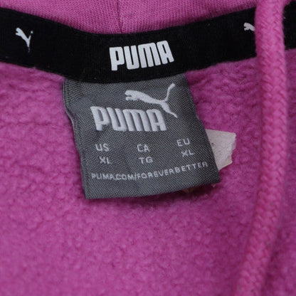 Puma Women Pink Pullover Hoodie XL Logo Cotton Sweatshirt