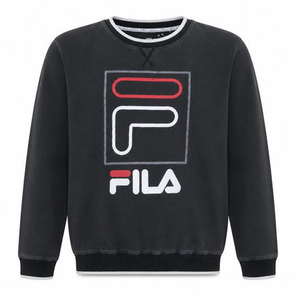 Fila Mens Black Large Crew Neck Logo Pullover Sweatshirt