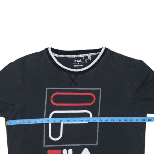 FILA Mens Black Large Crew Neck Logo Pullover Sweatshirt