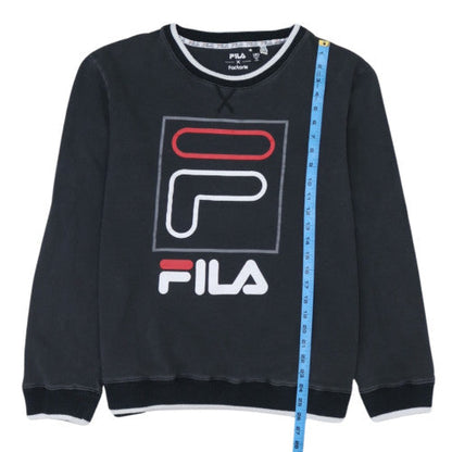FILA Mens Black Large Crew Neck Logo Pullover Sweatshirt