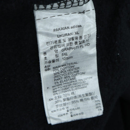 adidas Men's Black XL Pullover Hoodie Graphic Print Logo Fleece