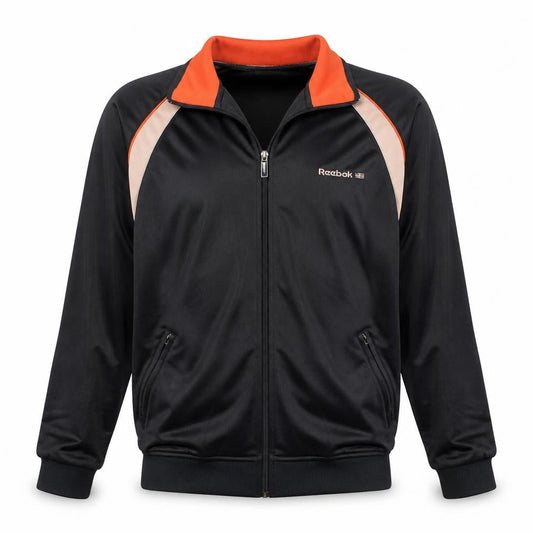 Reebok Men’s Black Track Jacket L Colourblock Retro Full Zip