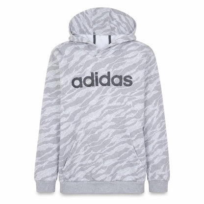 adidas Men's Grey Animal Print Pullover Hoodie XL Regular Fit