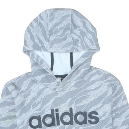 adidas Men's Grey Animal Print Pullover Hoodie XL Regular Fit