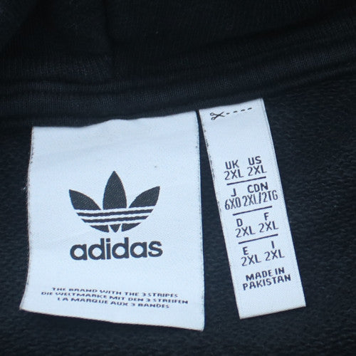 adidas Mens Black 2XL Pullover Hoodie with Logo Print