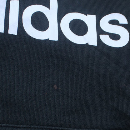 adidas Mens Black 2XL Pullover Hoodie with Logo Print