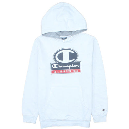 Champion Mens White Pullover Hoodie XL Graphic Print Cotton Blend