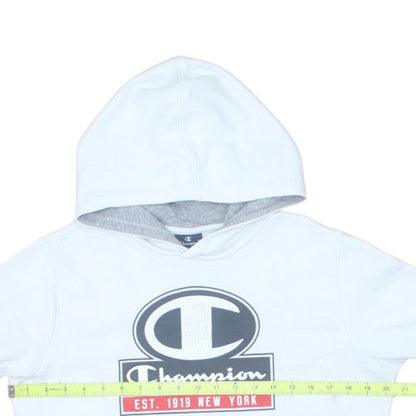 Champion Mens White Pullover Hoodie XL Graphic Print Cotton Blend