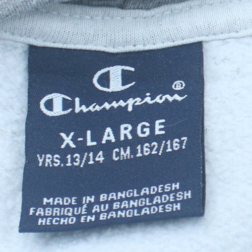Champion Mens White Pullover Hoodie XL Graphic Print Cotton Blend