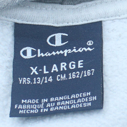 Champion Mens White Pullover Hoodie XL Graphic Print Cotton Blend