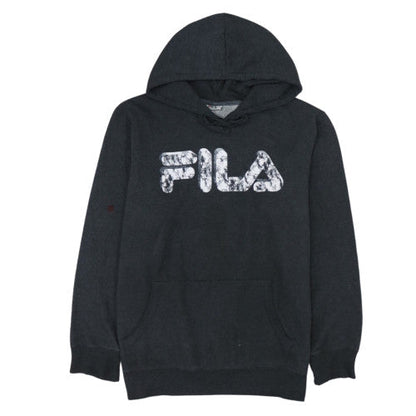 FILA Men's Black Pullover Hoodie M Fleece Graphic Logo Sweatshirt