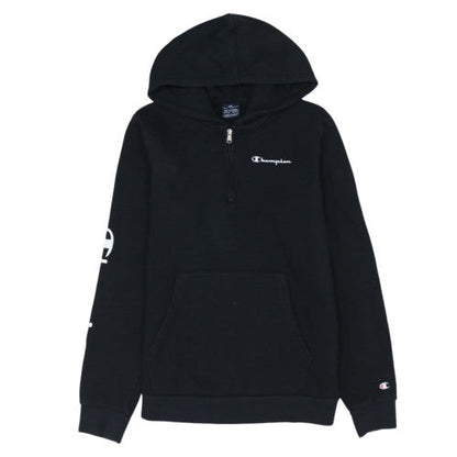 Champion Boys Black 2XL 1/2 Zip Hoodie with Logo Detail